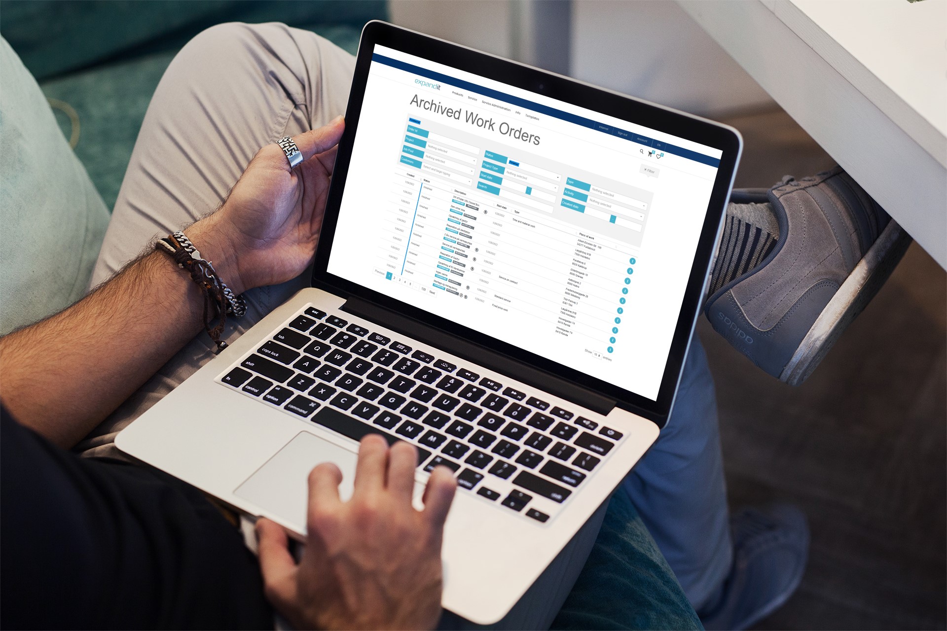 ExpandIT Service Portal Work Orders view on Macbook